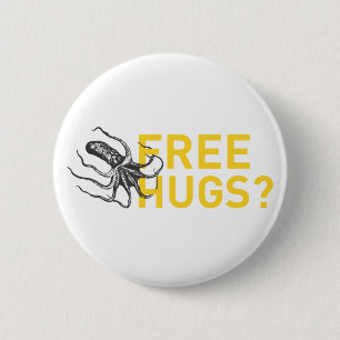 Badge Rond 5 Cm Free hugs octopus