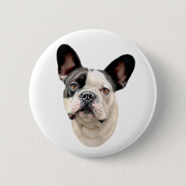 Badge Rond 5 Cm French Buldog BW Bust (Devant)
