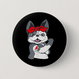 Badge Rond 5 Cm French Bulldog I Love Maman Tattoo