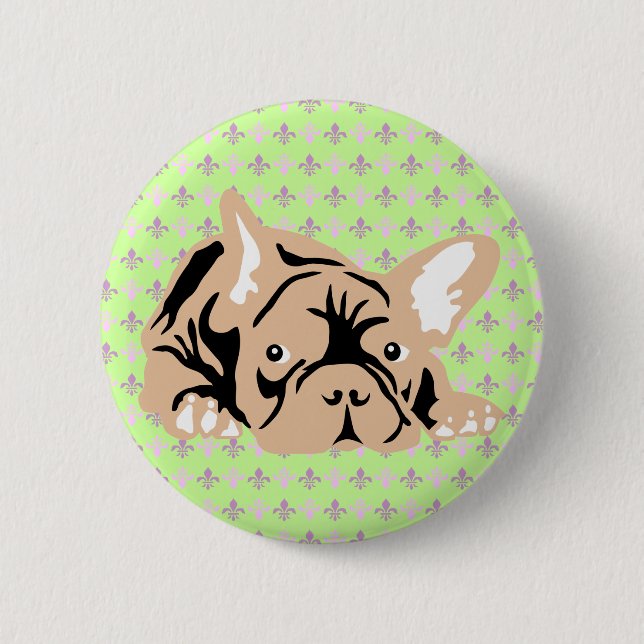 Badge Rond 5 Cm French Bulldog rose (Devant)