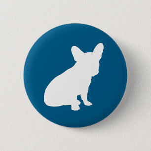 Badge Rond 5 Cm French Bulldog Theme Party - Baby shower Blue
