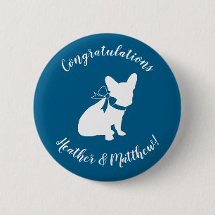 Badge Rond 5 Cm French Bulldog Theme Party - Baby shower Blue