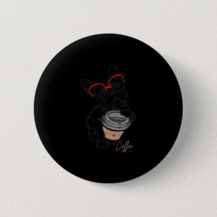 Badge Rond 5 Cm French Bulldog With Gles Coffee Cadeau