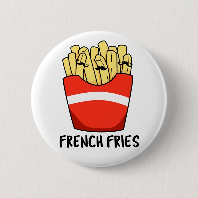 Badge Rond 5 Cm French Fries Funky Fast Food Pun (Devant)