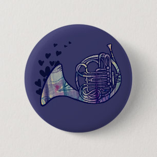 Badge Rond 5 Cm French Horn Love Band