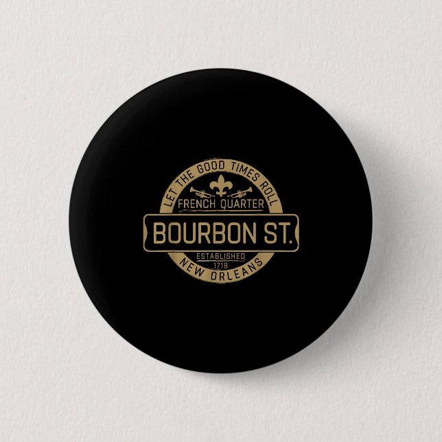 Badge Rond 5 Cm French Quarter Bourbon St New Orleans Fleur De Lis (Devant)