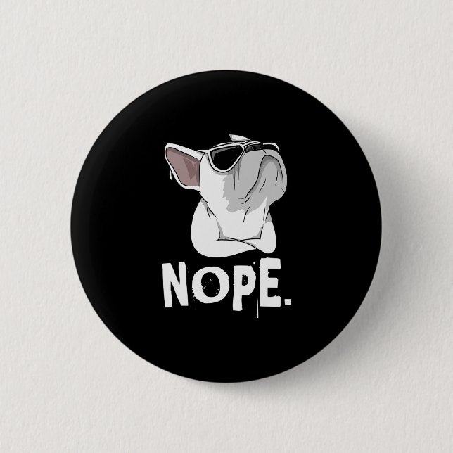 Badge Rond 5 Cm Frenchie Bouledogue Français Blanc  (Devant)