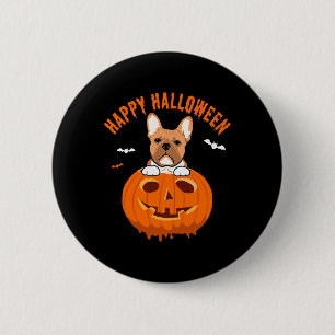 Badge Rond 5 Cm Frenchie Bulldog Costumes Citrouilles Thanksgiving