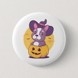 Badge Rond 5 Cm Frenchie Halloween