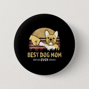 Badge Rond 5 Cm Frenchie Maman Vintage Français Bulldog Puppy Lov