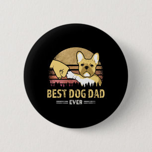 Badge Rond 5 Cm Frenchie Papa Jour Vintage Français Bulldog Puppy