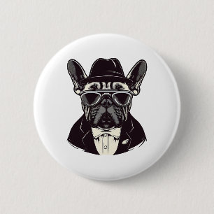 Badge Rond 5 Cm Frenchie The Gangster