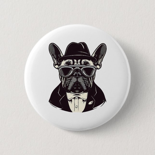 Badge Rond 5 Cm Frenchie The Gangster (Devant)