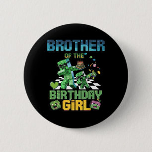 Badge Rond 5 Cm Frère de la fille de l'anniversaire drôle de jeu v