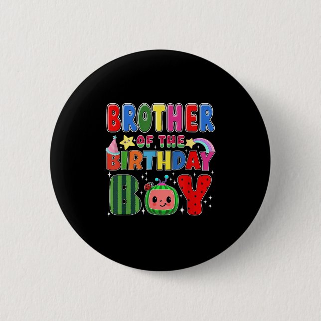 Badge Rond 5 Cm Frère De L'Anniversaire Boy Melon Famille Matching (Devant)