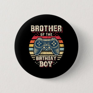 Badge Rond 5 Cm Frère De L'Anniversaire Garçon Matching Vidéo Jeu 