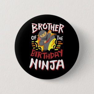 Badge Rond 5 Cm Frère De L'Anniversaire Ninja Karate Enfants Anniv