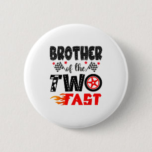 Badge Rond 5 Cm Frère Des Deux Rapides 2E Anniversaire Boy Racing