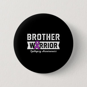 Badge Rond 5 Cm Frère D'Un Guerrier Épilepsie Frère Ribbo Violet