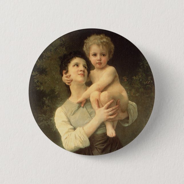 Badge Rond 5 Cm Frère et soeur par William Adolphe Bouguereau (Devant)