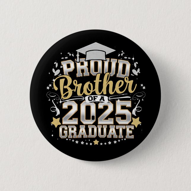 Badge Rond 5 Cm Frère fier d'une diplômée de 2025 Diplômée (Devant)