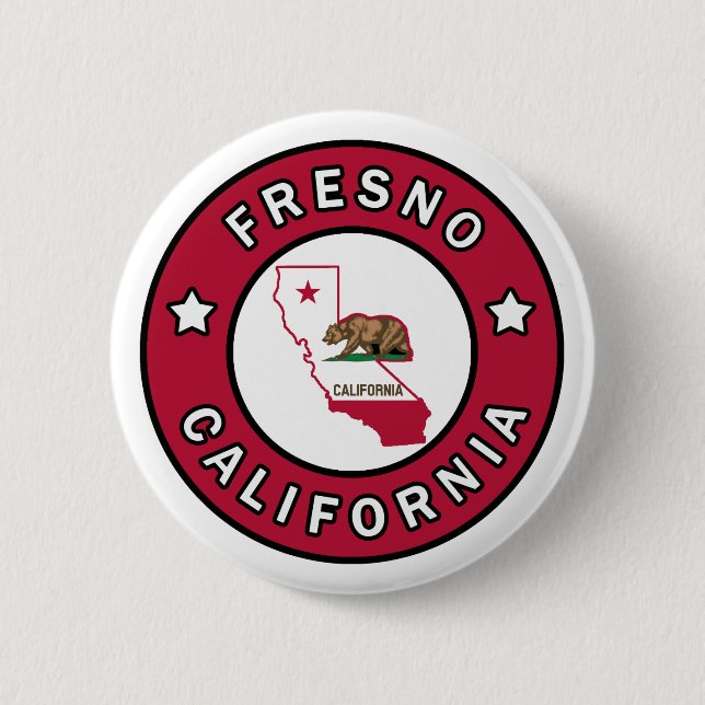Badge Rond 5 Cm Fresno Californie (Devant)