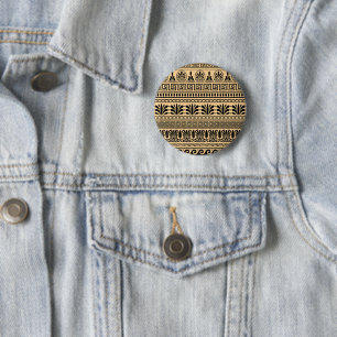 Badge Rond 5 Cm Fret grec, Motif méditerranéen, Brown
