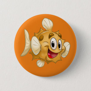 Badge Rond 5 Cm FriendFish bouton de dessin animé Puff
