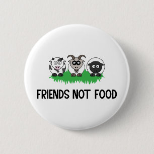 Badge Rond 5 Cm Friends Not Food, Venin for Vegan Vegetarian