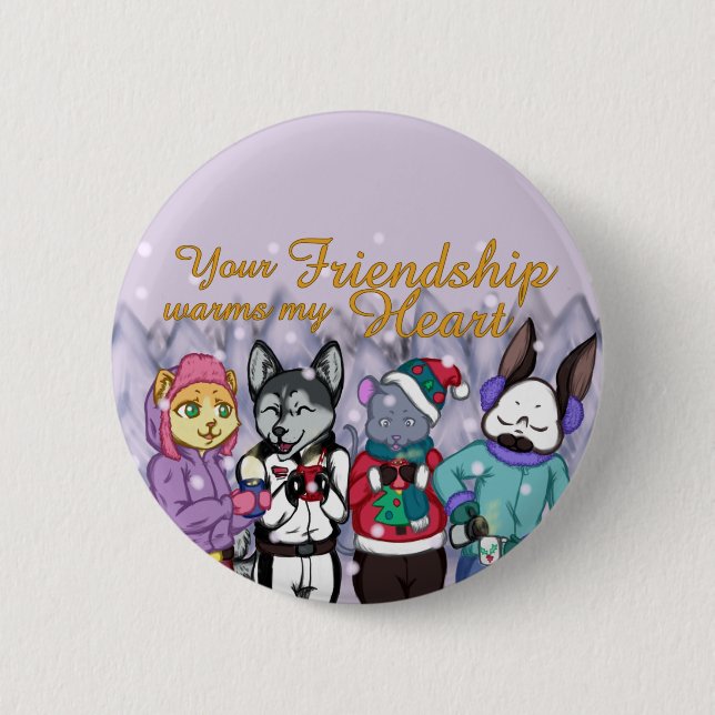 Badge Rond 5 Cm Friendship Warms the Heart (Devant)
