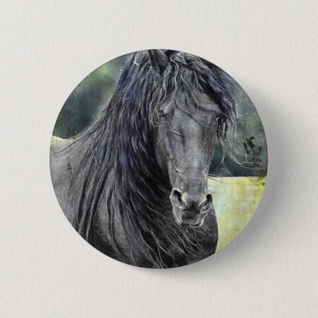 Badge Rond 5 Cm Friesian Stallion (Devant)