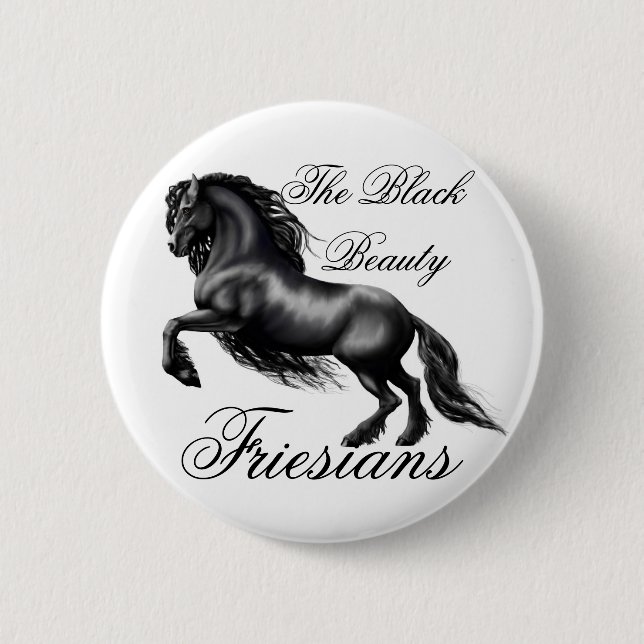 Badge Rond 5 Cm Friesians, lettre noire (Devant)