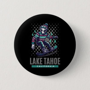 Badge Rond 5 Cm Frissons cosmiques - Snowboard Alien Sur Le Lac Ta