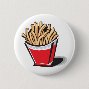 Badge Rond 5 Cm frites rétro design