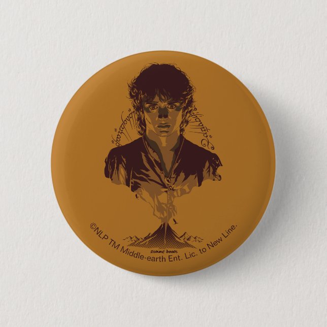 Badge Rond 5 Cm FRODO™ MOUNT DOOM™ Tengwar Inscription Graphic (Devant)