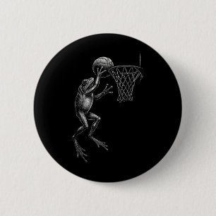 Badge Rond 5 Cm Frog de basket-ball drôle