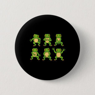 Badge Rond 5 Cm Frog Lover Kids Cute Dancing Frogs