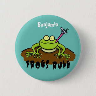 Badge Rond 5 Cm Frogs rule funny green frog cartoon