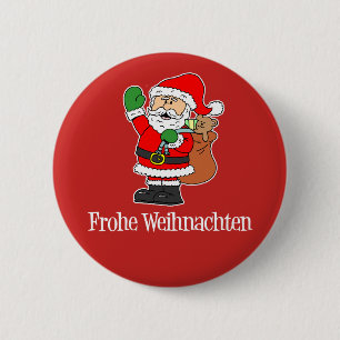Badge Rond 5 Cm Frohe Weihnachten Allemagne Noël Père Noël