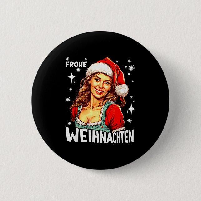 Badge Rond 5 Cm Frohe Weihnachten German Christmas  (Devant)