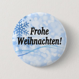Badge Rond 5 Cm Frohe Weihnachten ! Joyeux Noël en allemand