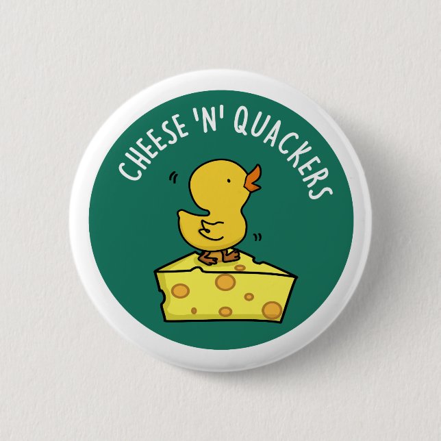 Badge Rond 5 Cm Fromage Et Quackers Amusant Pun De Nourriture (Devant)