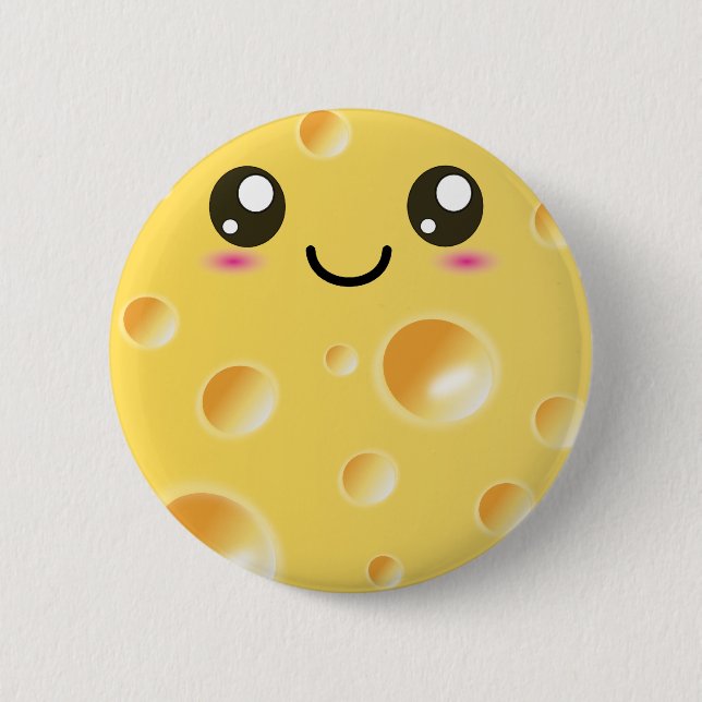 Badge Rond 5 Cm Fromage heureux mignon de Kawaii (Devant)