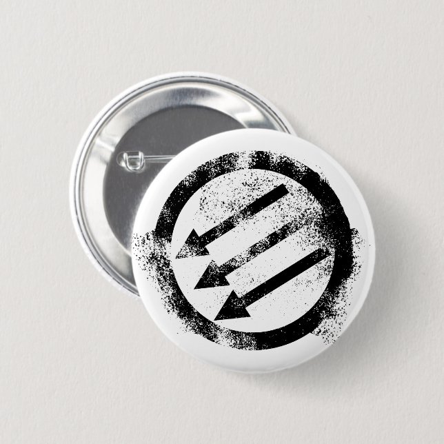 Badge Rond 5 Cm Front en fer anti-fasciste en état de détresse (Devant & derrière)