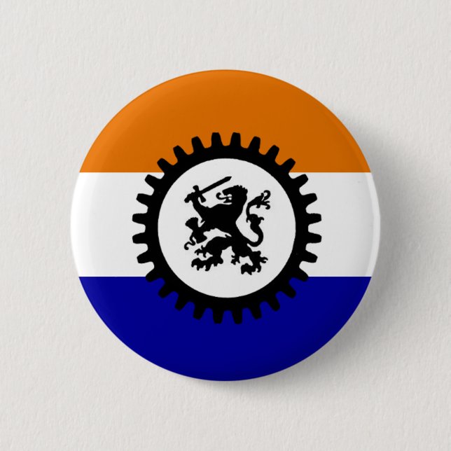 Badge Rond 5 Cm Front noir Orange Blanc Bleu (Devant)
