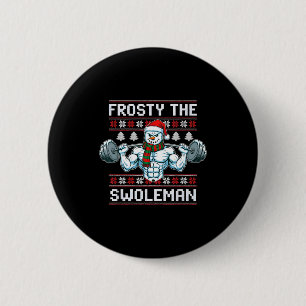 Badge Rond 5 Cm Frosty le bonhomme de neige laid et drôle de Noël