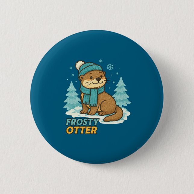 Badge Rond 5 Cm Frosty Otter Winter Charm Art Long Sleeve  (Devant)