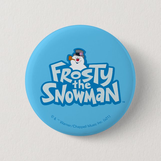 Badge Rond 5 Cm Frosty the Snowman™ | Logo empilé gelé (Devant)