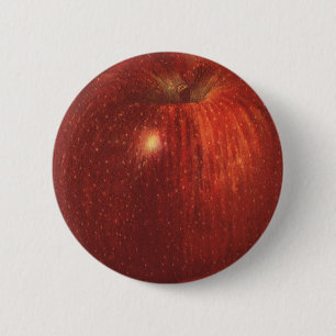 Badge Rond 5 Cm Fruit Alimentaire Ancien, Pomme Rouge Délicieuse B