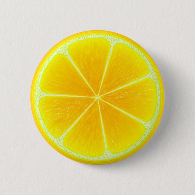 Badge Rond 5 Cm Fruit Citrus jaune citron tranche (Devant)